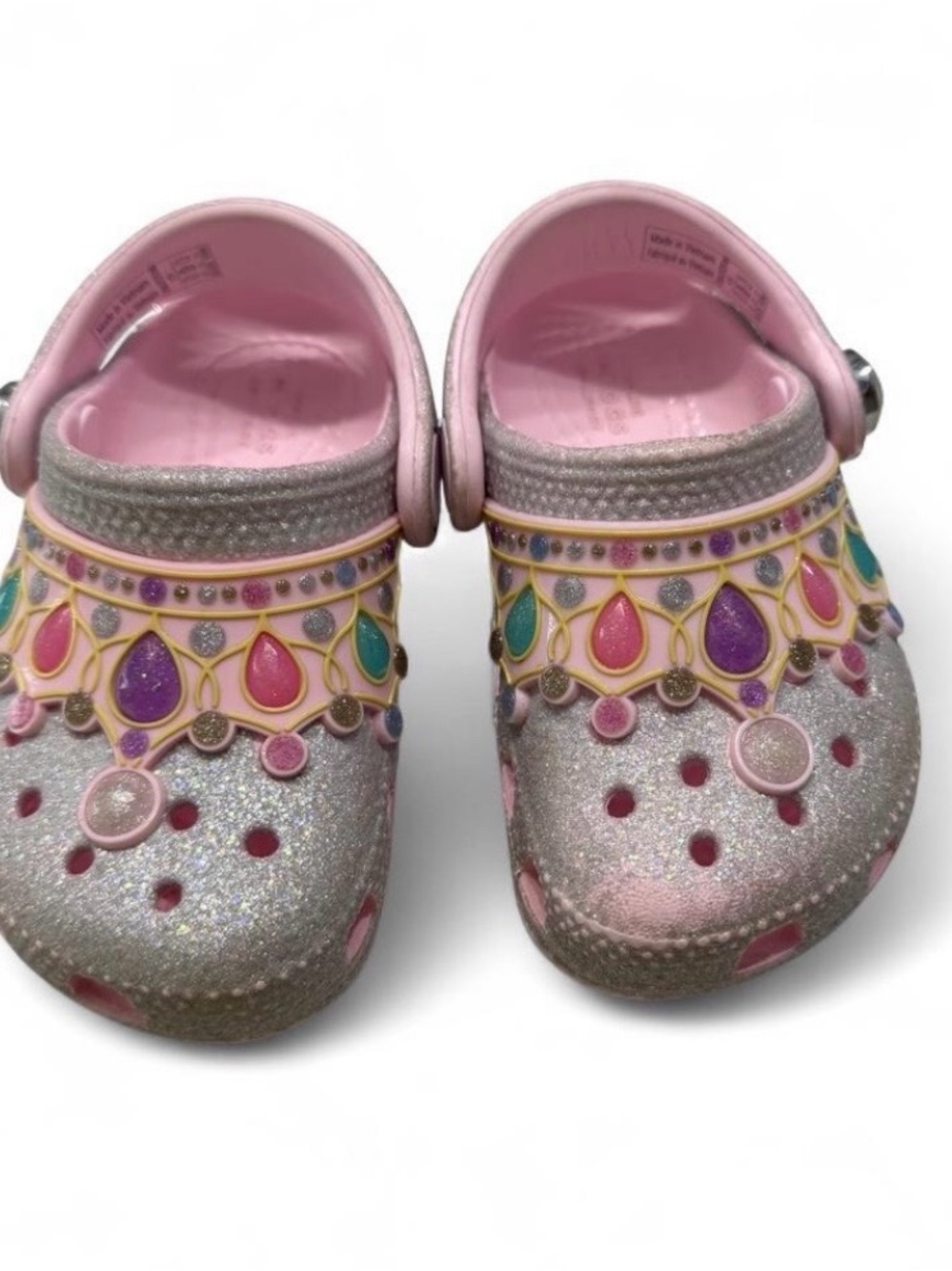 CROCS Glitter Jewel Clogs - Pink, Silver, Multicolor